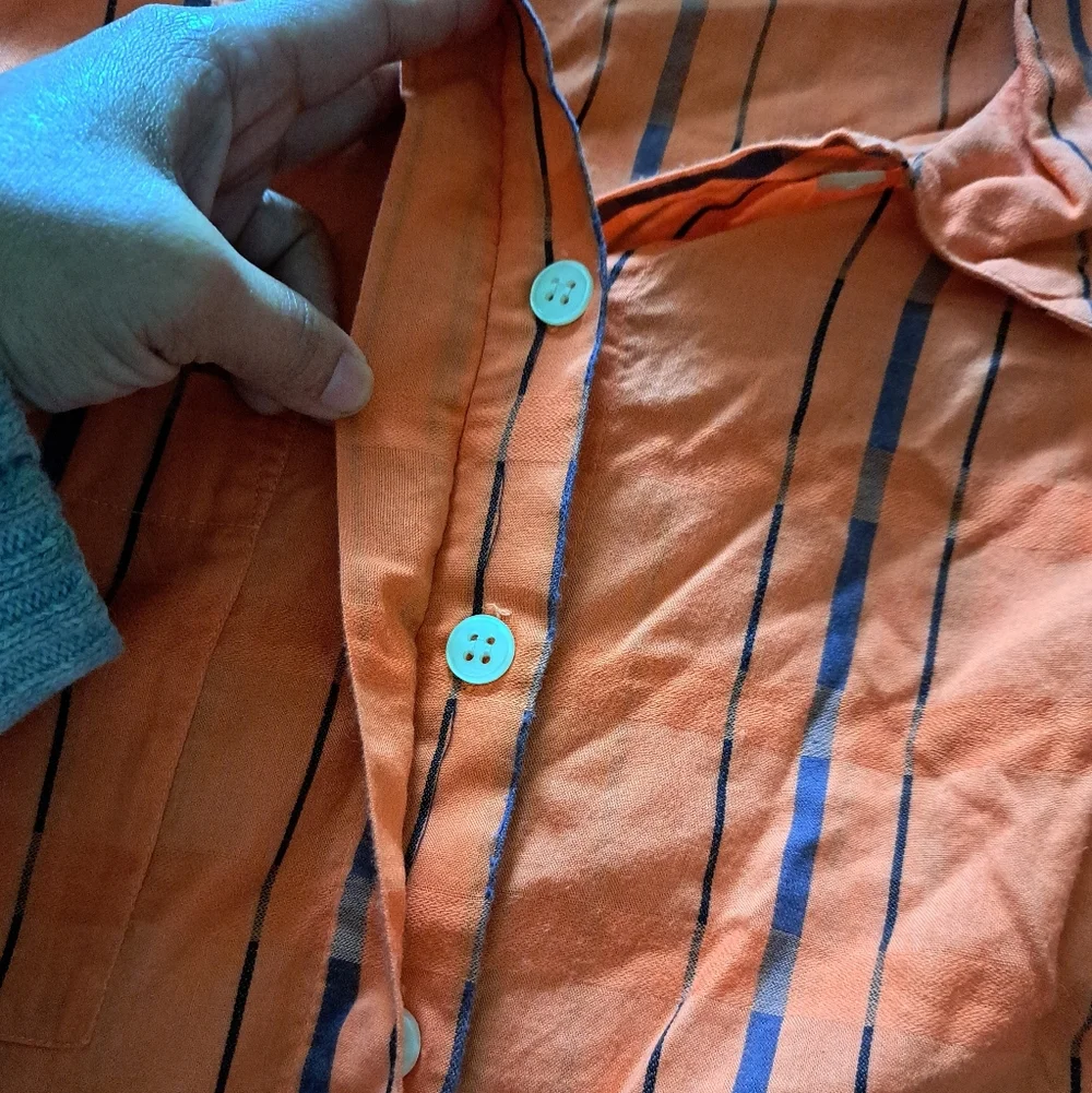 Orange Vintage Striped Button-Up Crop Top - Picture 5 of 5